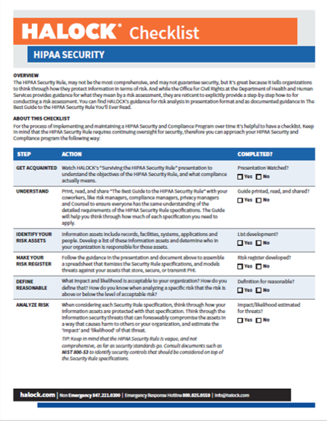 HALOCK-HIPAA-Checklist-Image HIPAA Cyber Security Checklist Blue