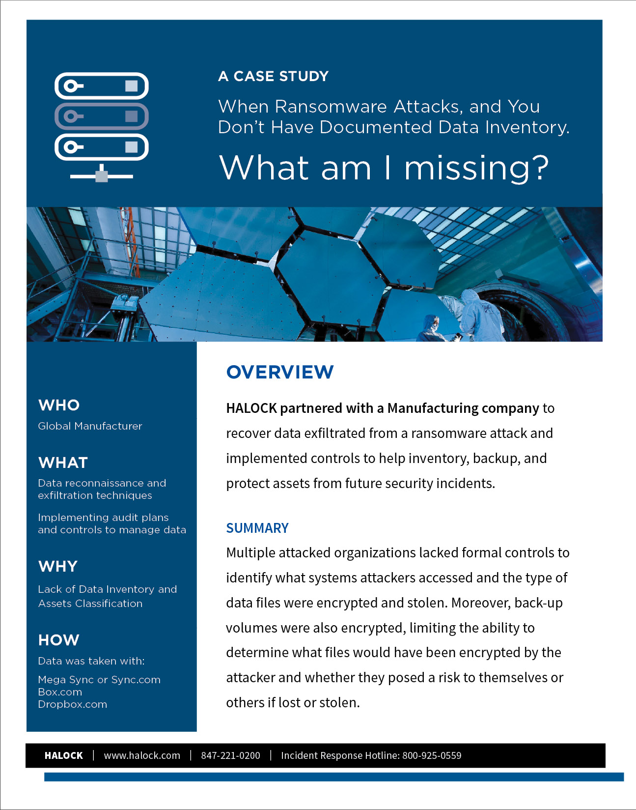 Data-Inventory-Case-Study-HALOCK-Reasonable-Security Blue Cyber Security Case Study Ransomware Missing Data Inventory