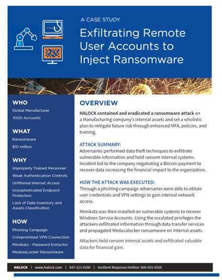 Manufacturer-Ransomware-Cyber-Case-Study-HALOCK-Security Ransomware Risk Case Study